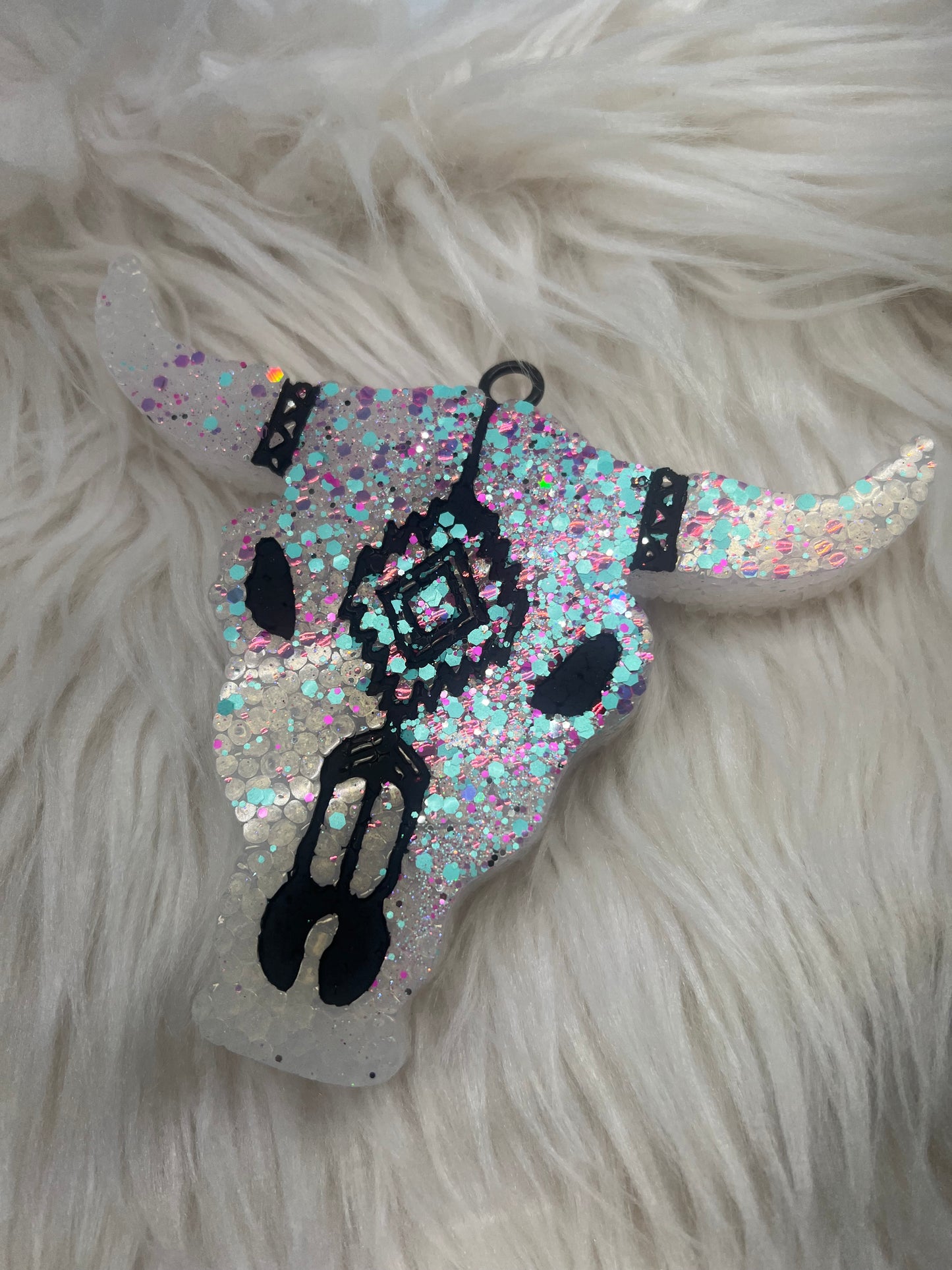 Bull skull white gliter