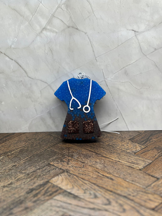 Brown & blue scrubs